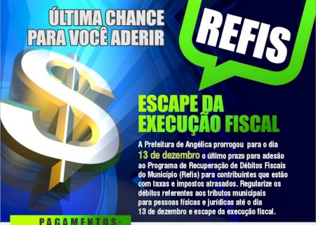 *Prefeitura de Angélica Prorroga Prazo para Adesão ao Programa de Recuperação de Débitos Fiscais*