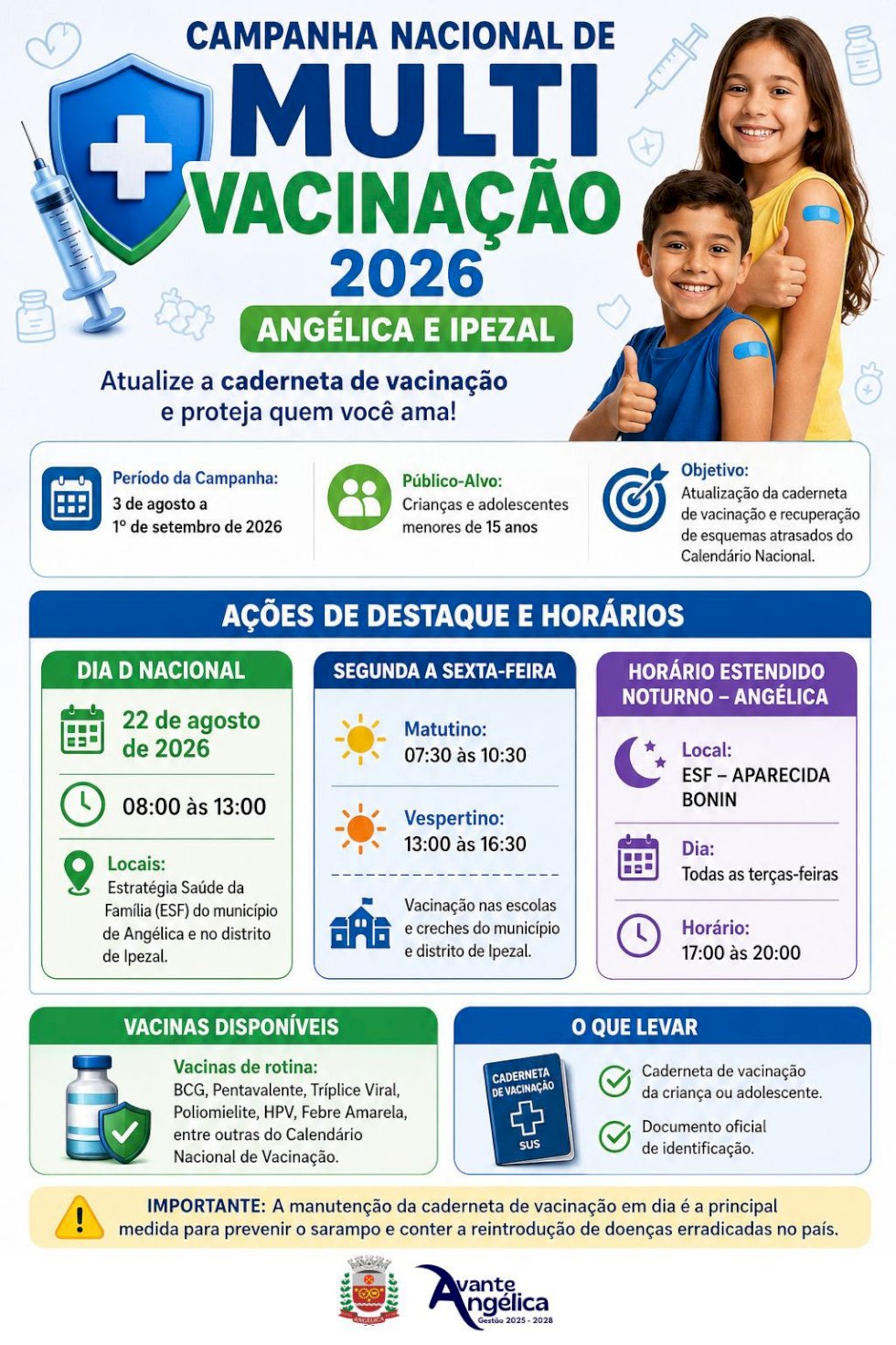 Angélica e Ipezal realizam Campanha Nacional de Multivacinação 2026
