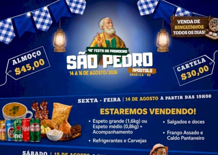 Angélica: 46ª Festa do Padroeiro São Pedro Apóstolo terá música, almoço, leilão, comidas e Show de Prêmios