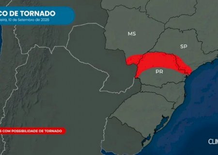 Cidades do sul de MS estão em rota de tempo severo com chance de tornado